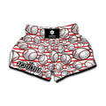 Red Striped Baseball Pattern Print Muay Thai Boxing Shorts