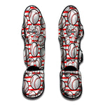 Red Striped Baseball Pattern Print Muay Thai Shin Guard