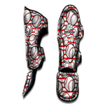 Red Striped Baseball Pattern Print Muay Thai Shin Guard