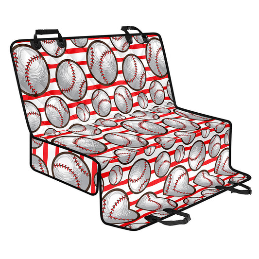Red Striped Baseball Pattern Print Pet Car Back Seat Cover