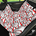 Red Striped Baseball Pattern Print Pet Car Back Seat Cover