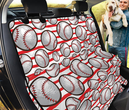 Red Striped Baseball Pattern Print Pet Car Back Seat Cover