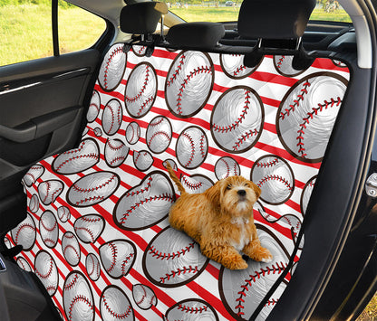 Red Striped Baseball Pattern Print Pet Car Back Seat Cover