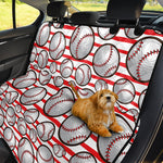 Red Striped Baseball Pattern Print Pet Car Back Seat Cover