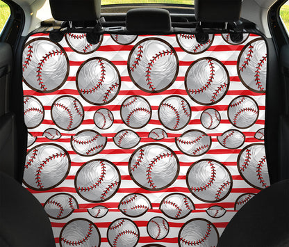 Red Striped Baseball Pattern Print Pet Car Back Seat Cover
