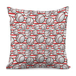 Red Striped Baseball Pattern Print Pillow Cover