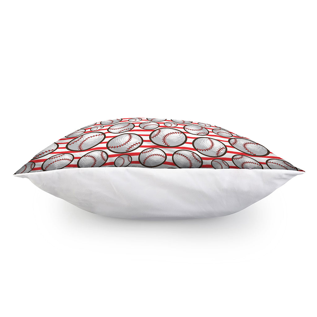 Red Striped Baseball Pattern Print Pillow Cover