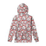 Red Striped Baseball Pattern Print Pullover Hoodie
