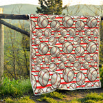 Red Striped Baseball Pattern Print Quilt
