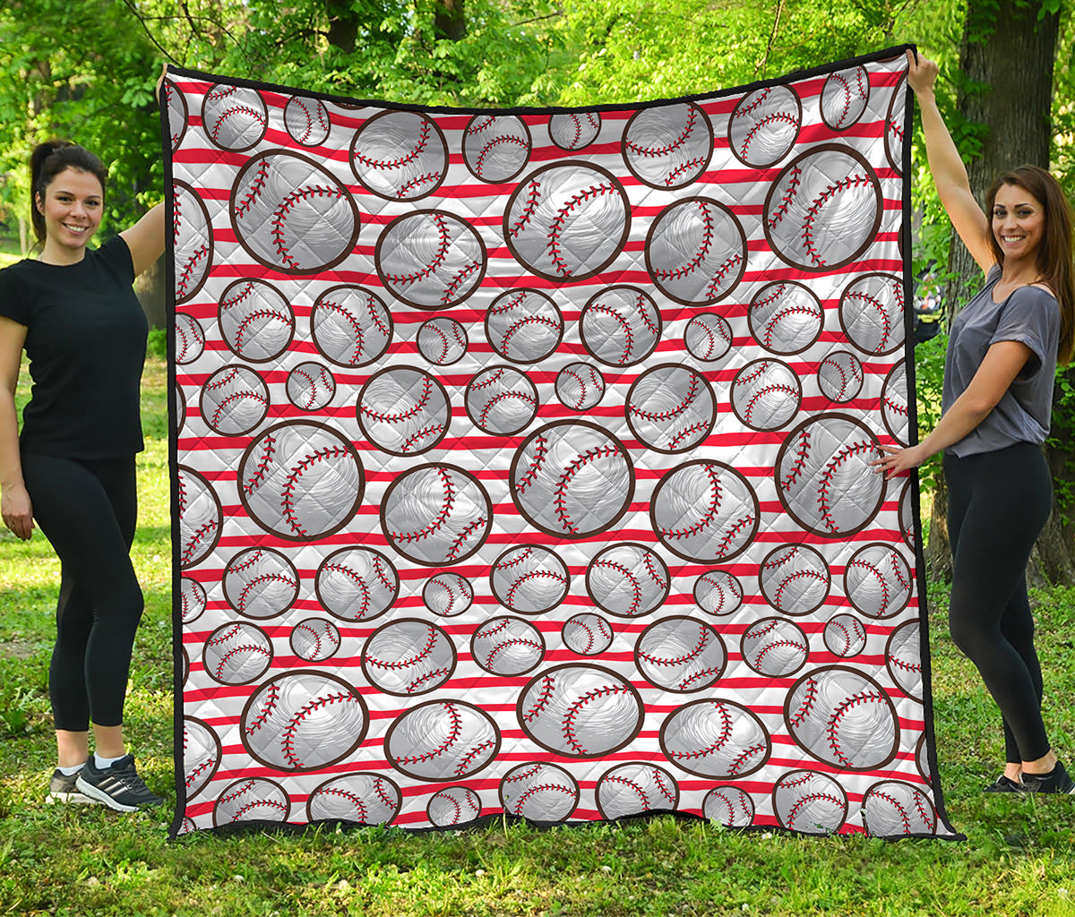 Red Striped Baseball Pattern Print Quilt