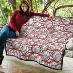 Red Striped Baseball Pattern Print Quilt