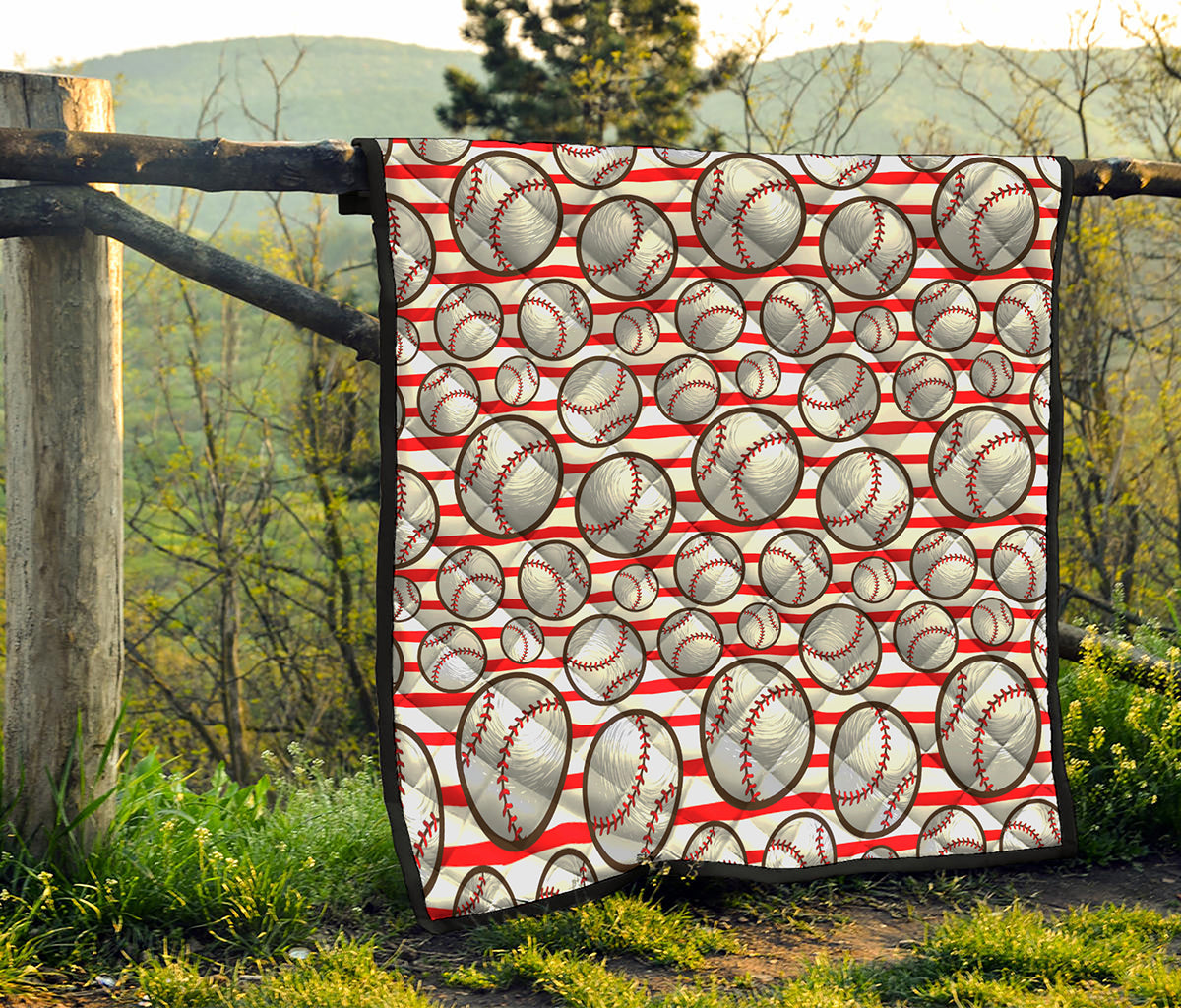 Red Striped Baseball Pattern Print Quilt