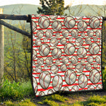 Red Striped Baseball Pattern Print Quilt