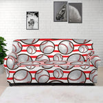 Red Striped Baseball Pattern Print Sofa Cover