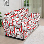 Red Striped Baseball Pattern Print Sofa Cover