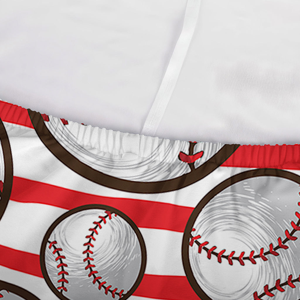 Red Striped Baseball Pattern Print Sofa Cover