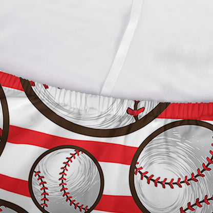 Red Striped Baseball Pattern Print Sofa Cover