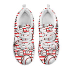 Red Striped Baseball Pattern Print White Sneakers