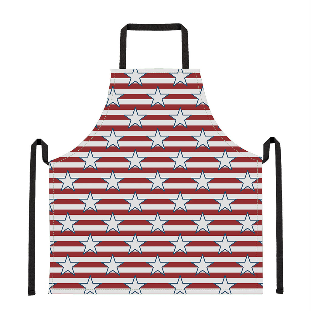 Red Striped USA Star Pattern Print Apron