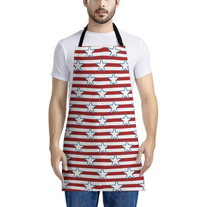 Red Striped USA Star Pattern Print Apron