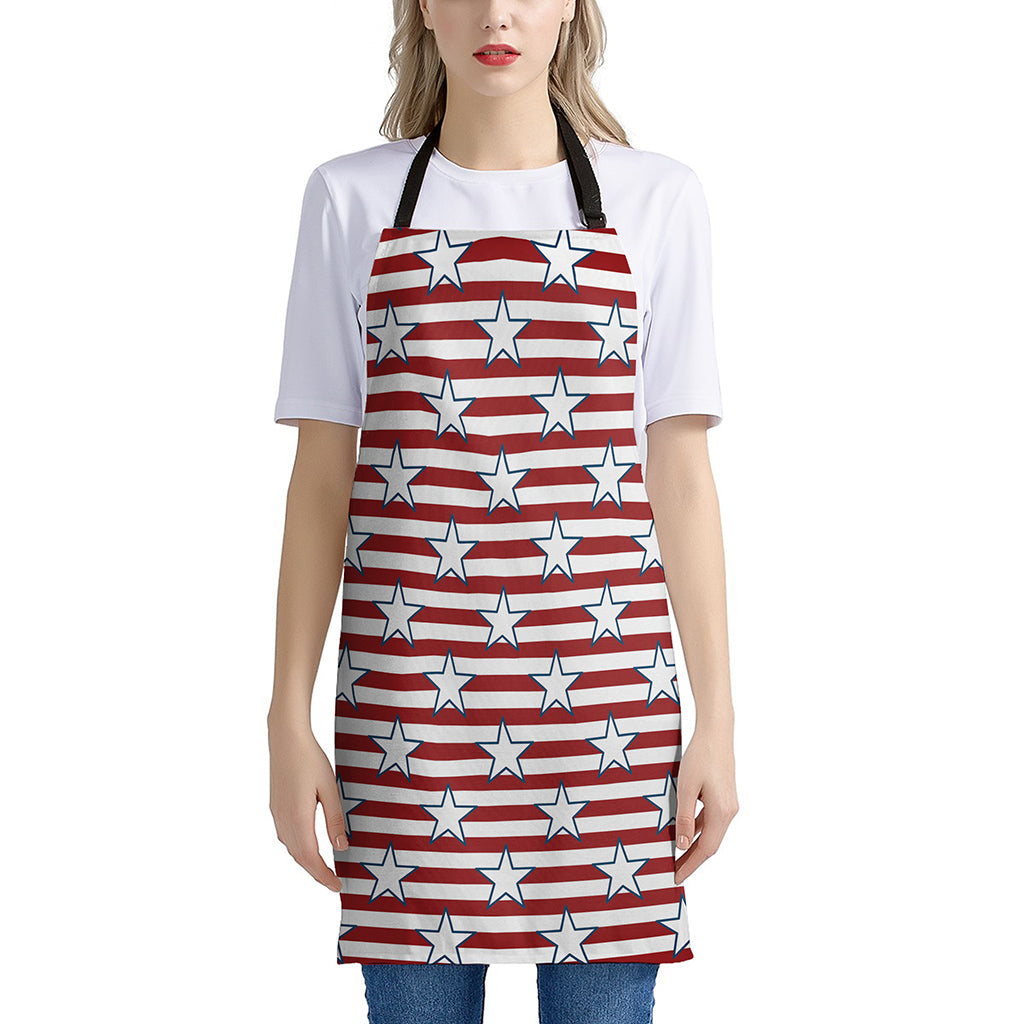 Red Striped USA Star Pattern Print Apron