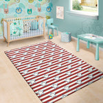 Red Striped USA Star Pattern Print Area Rug