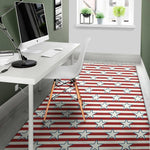 Red Striped USA Star Pattern Print Area Rug