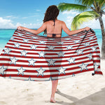 Red Striped USA Star Pattern Print Beach Sarong Wrap