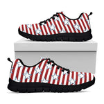 Red Striped USA Star Pattern Print Black Sneakers