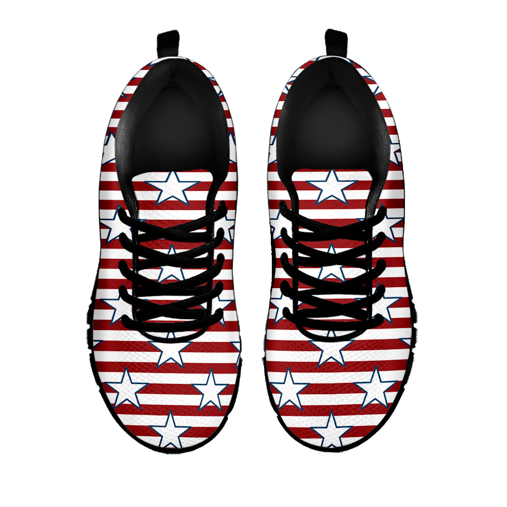 Red Striped USA Star Pattern Print Black Sneakers
