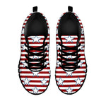 Red Striped USA Star Pattern Print Black Sneakers