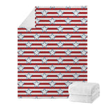 Red Striped USA Star Pattern Print Blanket