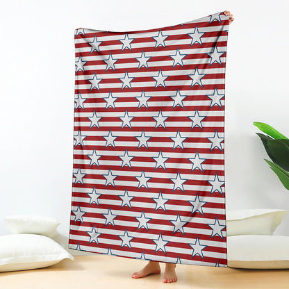 Red Striped USA Star Pattern Print Blanket