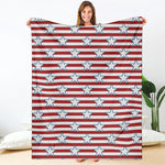 Red Striped USA Star Pattern Print Blanket