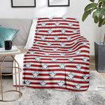 Red Striped USA Star Pattern Print Blanket
