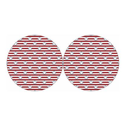 Red Striped USA Star Pattern Print Car Coasters