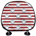 Red Striped USA Star Pattern Print Car Headrest Covers