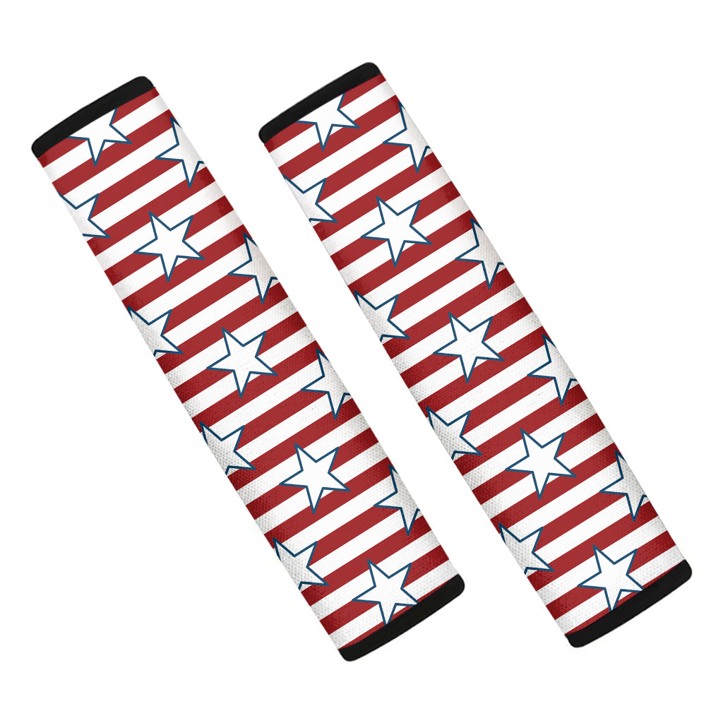 Red Striped USA Star Pattern Print Car Seat Belt Covers