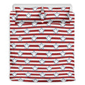 Red Striped USA Star Pattern Print Duvet Cover Bedding Set