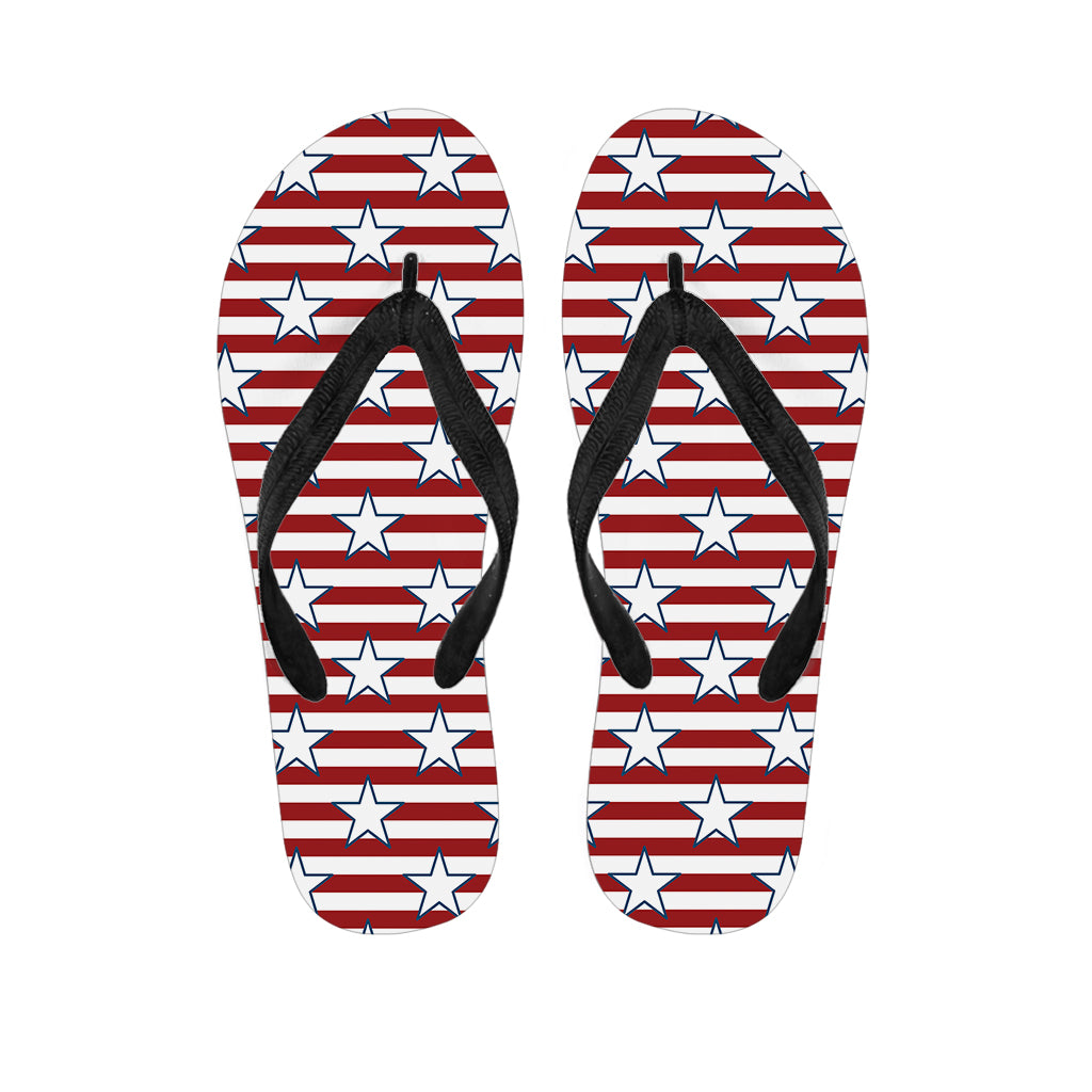 Red Striped USA Star Pattern Print Flip Flops