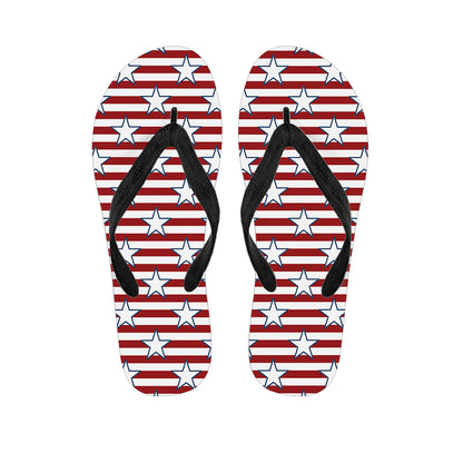Red Striped USA Star Pattern Print Flip Flops