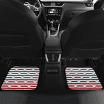 Red Striped USA Star Pattern Print Front and Back Car Floor Mats