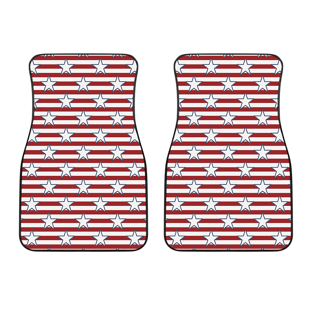 Red Striped USA Star Pattern Print Front Car Floor Mats