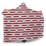 Red Striped USA Star Pattern Print Hooded Blanket