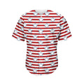 Red Striped USA Star Pattern Print Men's Baseball Jersey