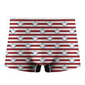 Red Striped USA Star Pattern Print Men's Boxer Briefs