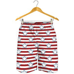 Red Striped USA Star Pattern Print Men's Shorts