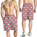Red Striped USA Star Pattern Print Men's Shorts