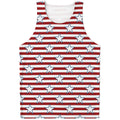 Red Striped USA Star Pattern Print Men's Tank Top
