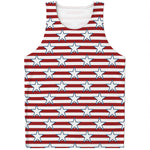 Red Striped USA Star Pattern Print Men's Tank Top